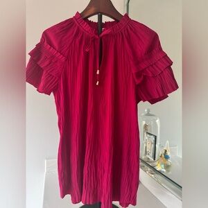 Chicos Chic Fuchsia Ruffle Sleeve Blouse USM Chicos Size 1